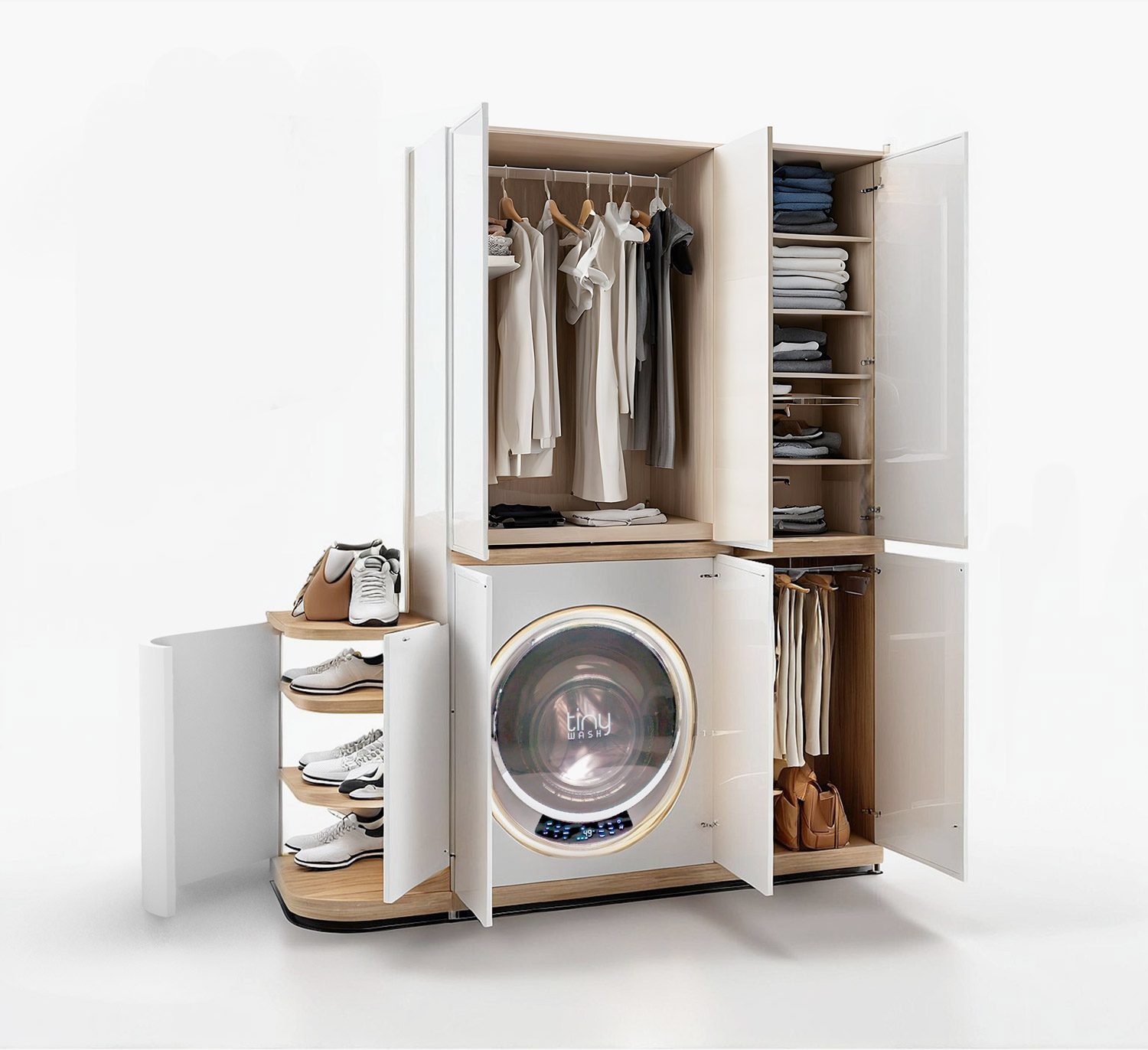 Rendered view of the Ananya wardrobe and storage