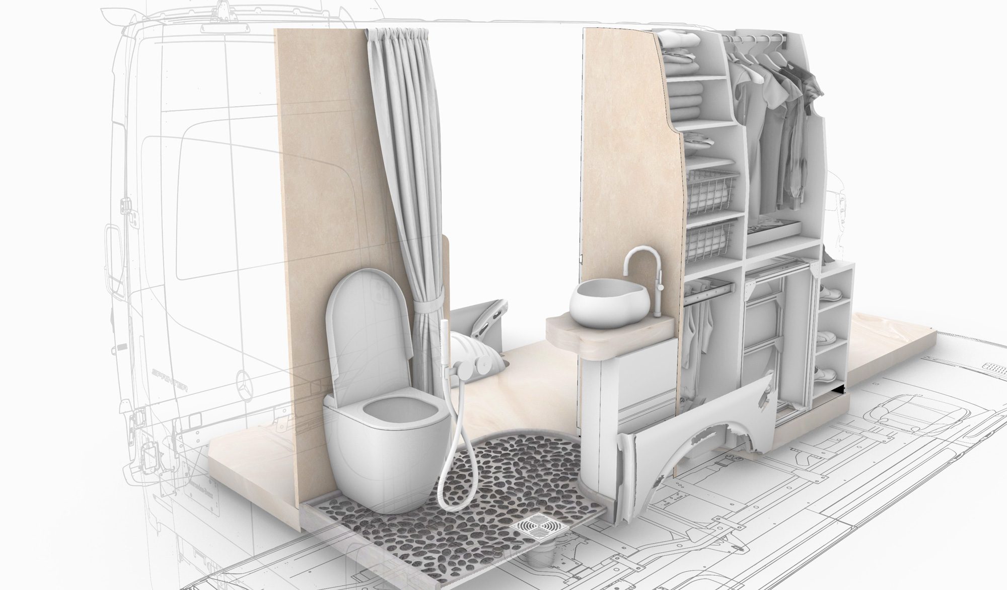 Design sketch of the Ananya bathroom, second study