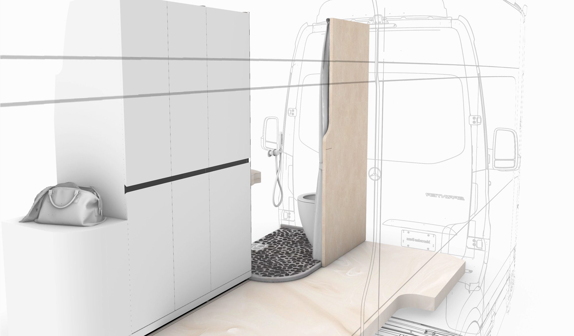 Design sketch of the Ananya bathroom, third study
