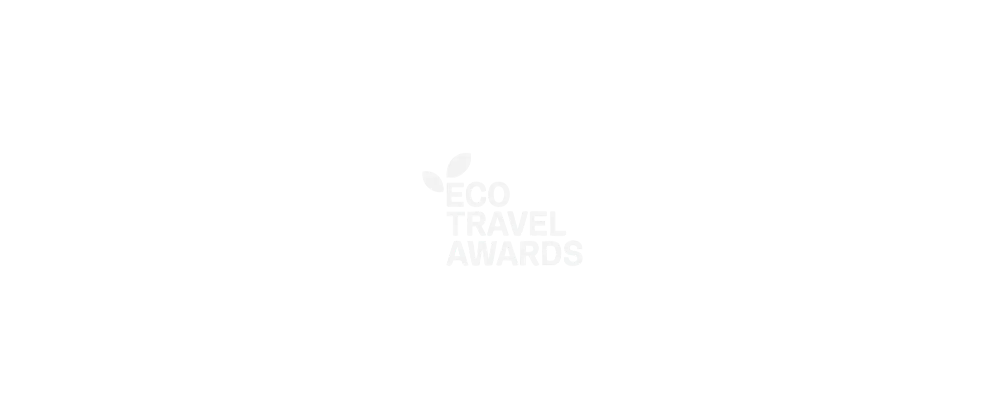 Eco Travel Awards logo with two leaves above the text on a black background.