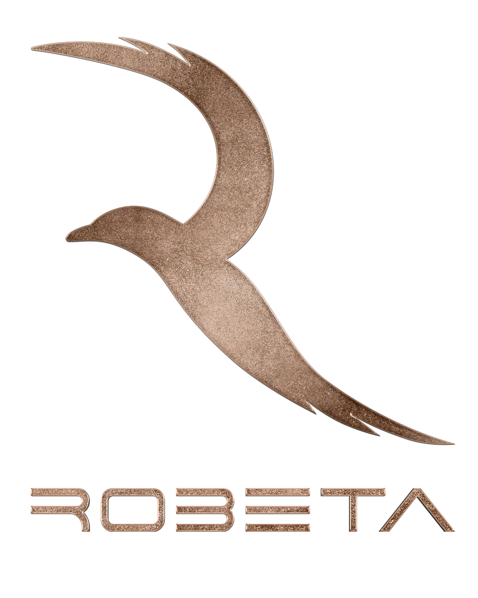 Stylized bronze bird logo above the word 'ROBETA' in matching bronze letters.